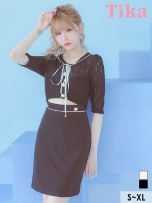 ネックリボン パイピング シアーレース 袖あ...