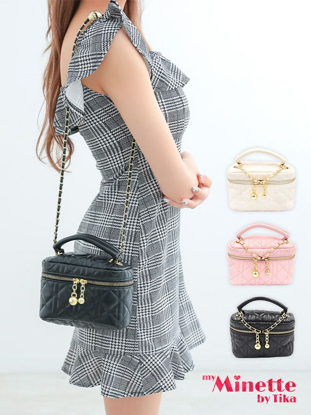 キルティング ゴールドチャーム付き 2Way ミニバッグ