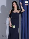 キャバドレス ロングドレス DEA.byROBEdeFLEURS ディアバイローブドフルール　高級オフショルダーフロントチェーンラメツイルギャザースリットタイトロングドレス