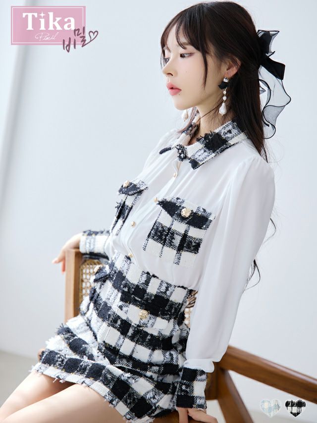 キャバドレス 韓国 ミニドレス タイト 大きいサイズ セットアップ ワンピース ブラウス スカート