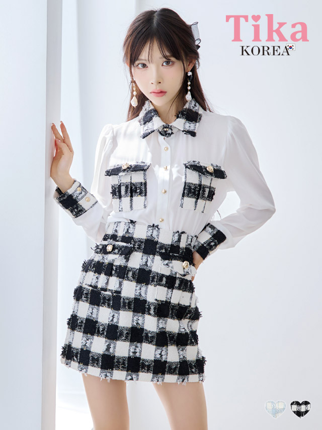 キャバドレス 韓国 ミニドレス タイト 大きいサイズ セットアップ ワンピース ブラウス スカート