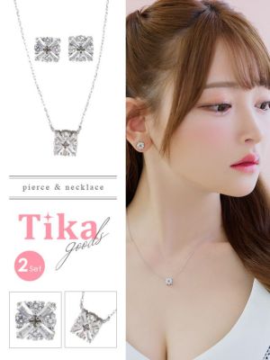 スクエアビジューカットシルバーアクセサリー2...