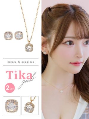 スクエアゴールドビジューアクセサリー2点セッ...
