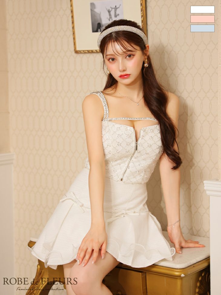 ROBE de FLEURS ケミカルレース ビジュー ドレス