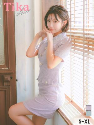 レース襟付き 半袖 ホワイトパールボタン ツ...