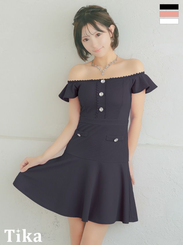 キャバドレス ミニ丈 大きいサイズ フレア Aライン ワンピース キャバクラ オフショル
