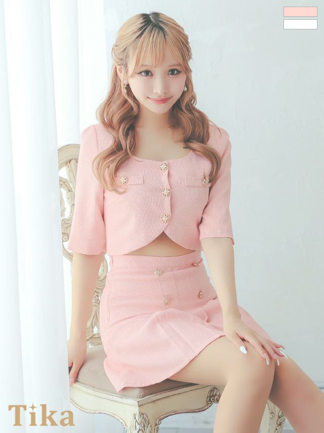 キャバドレス ミニ丈 大きいサイズ セットアップ フレア Aライン スカート 袖あり