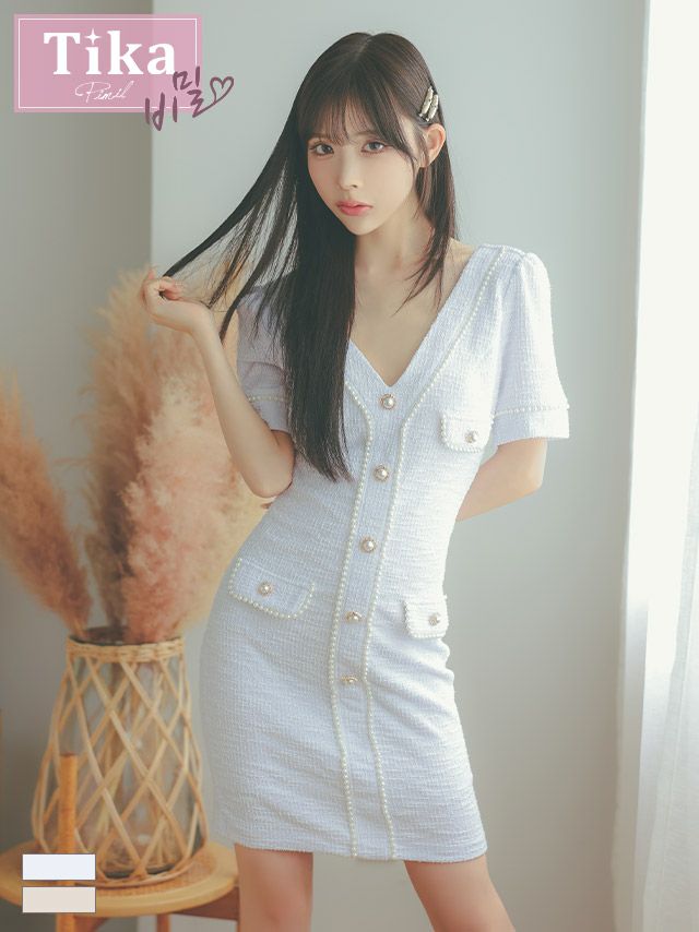 キャバドレス ミニ丈 韓国 ドレス 大きいサイズ 袖あり タイト ミニドレス キャバクラ ワンピース