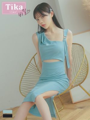 [韓国ドレス] ワンショルダー風アシメショル...