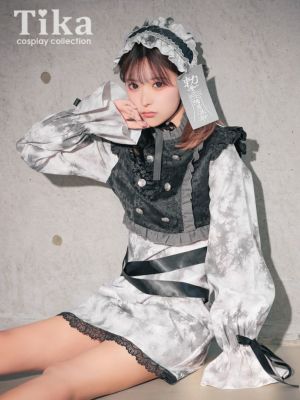 お悩み別おすすめ商品厳選[コスプレ] 袖あり体型カバーホラーゾンビキョンシーキャラクター個性ゴシックドール [3点セット] (ヘッドドレス/お札/ワンピース)