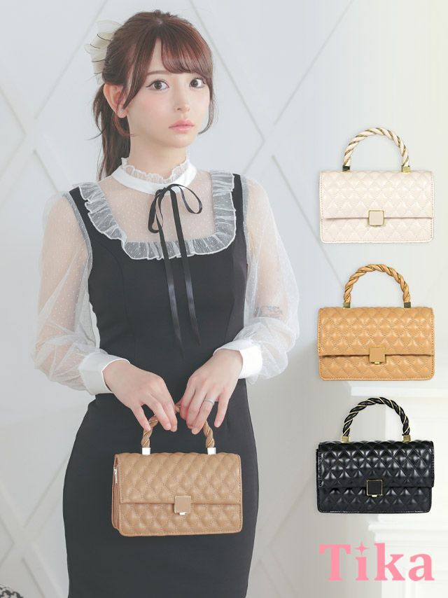 アニマルスカーフ付き　2Way　キルティングバッグ