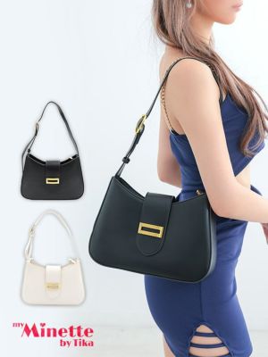 シンプルワンカラーゴールド金具ハーフムーンバ...