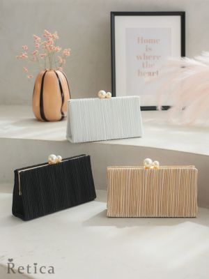 サテンプリーツ2wayグラッチパーティーバッ...