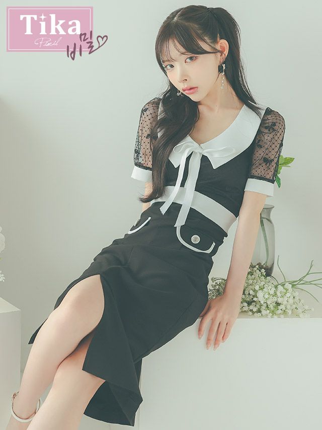 [SALE] [韓国ドレス] 半袖 シアーリ...