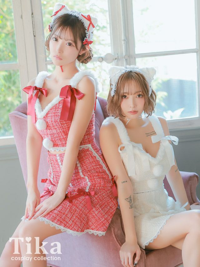 コスプレ クリスマス 衣装 仮装 猫 サンタ キャット コスチューム ワンピース 白 サンタクロース