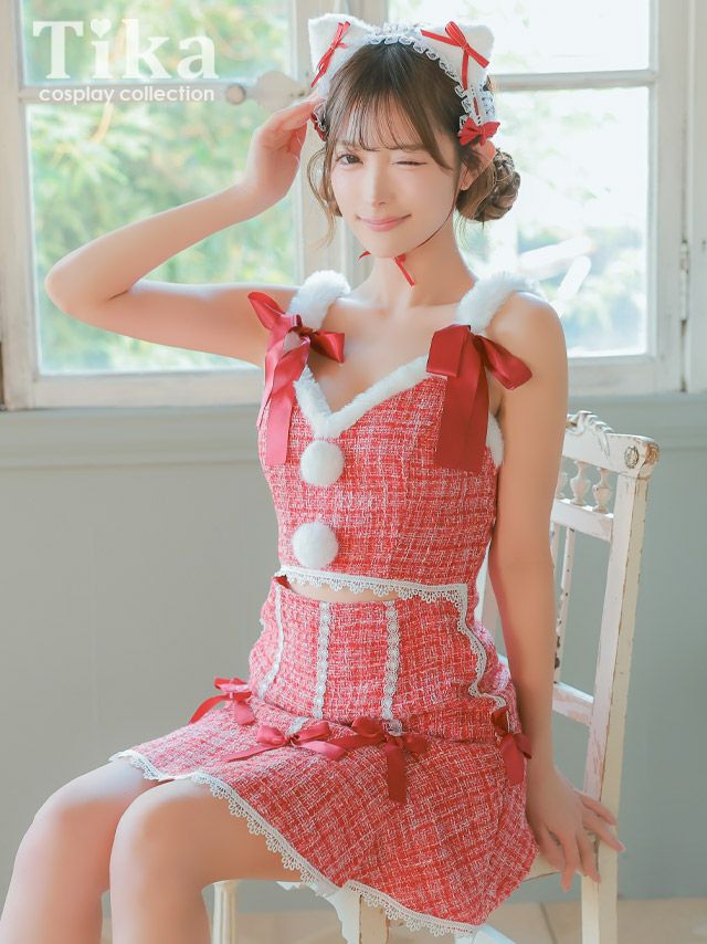 コスプレ サンタ 猫 衣装 仮装 キャット クリスマス サンタクロース コスチューム 白