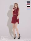 キャバドレス ミニドレス ROBEdeFLEURSGlossy ローブドフルールグロッシー　高級ノースリーブ襟デザインジップセットアップシンプルタイトミニドレス