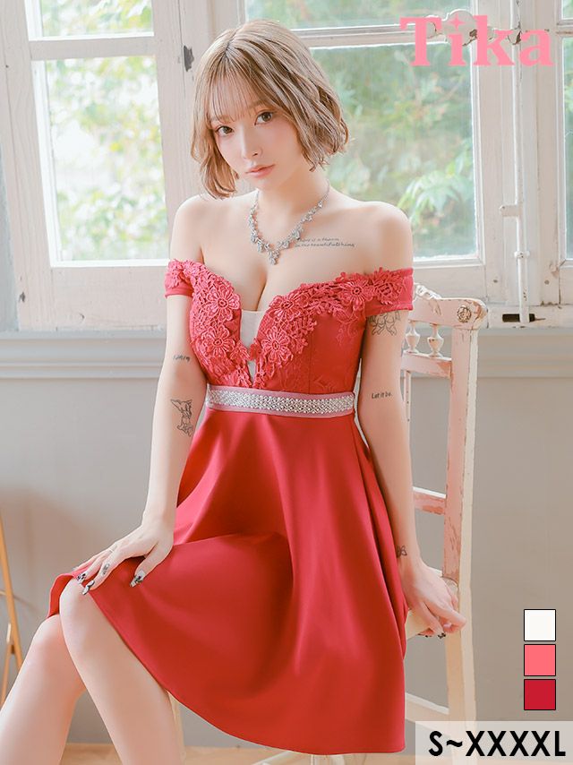 dazzy storeベージュと黒のレースナイトドレス （デイジーストア  