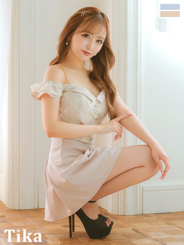 キャバドレス ミニ丈 大きいサイズ セットアップ フレア ミニドレス スカート Aライン ワンピース