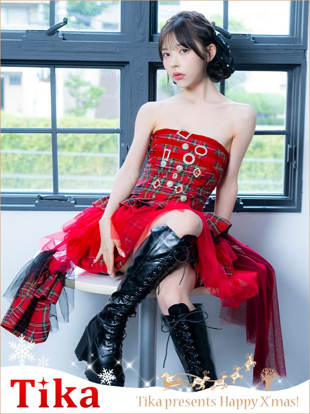 コスプレ サンタ 衣装 仮装 ワンピース クリスマス コスチューム チェック フレア ガーリー