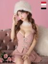 anier.ROBE アニエルローブ 高級ノースリーブセットアップファーチョーカースタッズフレアミニサンタコスプレドレス