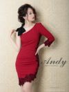 キャバドレス Andy アンディ　 高級ワンショルダーリボンウエストカットレースタイトミニドレス