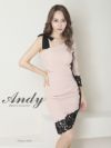 キャバドレス Andy アンディ　高級ワンショルダーリボンウエストカットレースタイトミニドレス