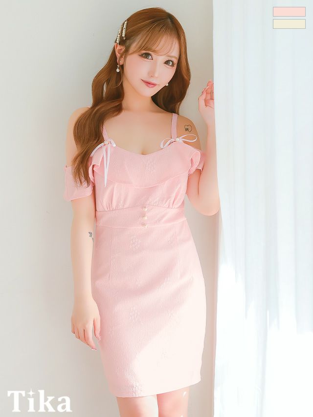 [SALE] リボンブローチ付き肩出し 二の...