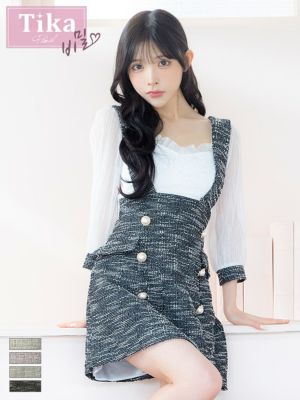 [韓国ドレス] サロペット ガーリー ツイー...