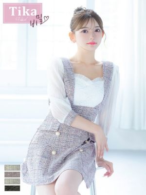 [韓国ドレス] サロペット ガーリー ツイー...