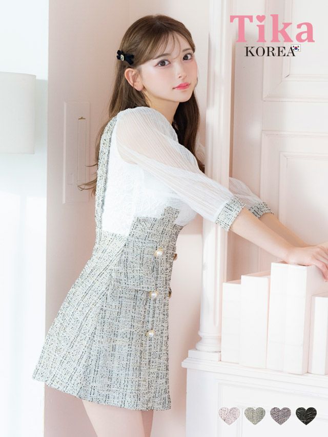 キャバドレス ミニ丈 韓国 大きいサイズ ミニドレス フレア ワンピース 袖あり