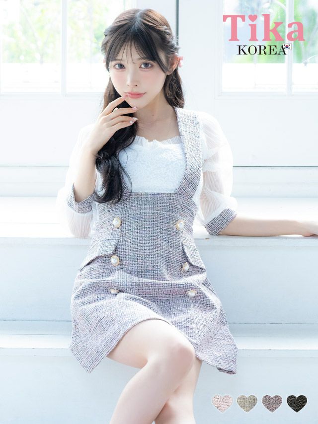 キャバドレス 韓国 大きいサイズ ミニ丈 フレア 袖あり ワンピース ミニドレス