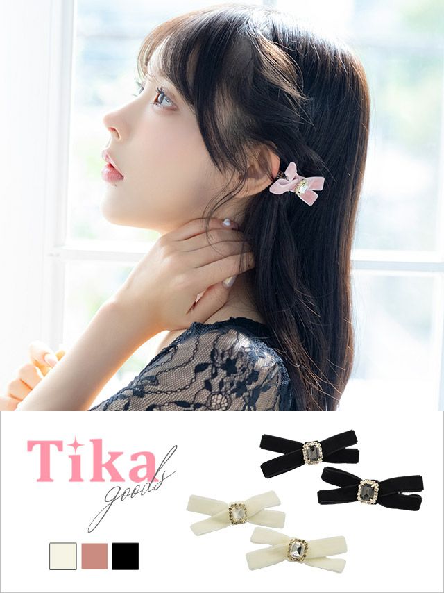 ヘアアクセ クリップ リボン バレッタ ヘアアクセサリー ベルベット セット