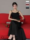 キャバドレス ロングドレス ROBEdeFLEURSGlossy ローブドフルールグロッシー　高級キャミソールビジューチェーンサテンマーメイドタイトロングドレス