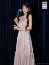 キャバドレス ロングドレス DEA.byROBEdeFLEURS ディアバイローブドフルール　高級ホルターネックバストカットサテンネックリボン2wayAラインロングドレス