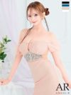 キャバドレス ミニドレス Angel-R エンジェルアール 　高級オフショルダーくびれバストタックフラワービジュータイトミニドレス