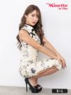 キャバドレス myMinette マイミネット チャイナ風 総柄 ノースリーブ タイト ロングドレス