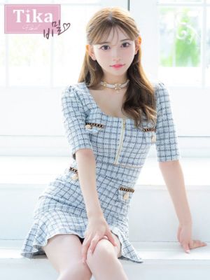 [韓国ドレス] ツイード チェック柄 チェー...
