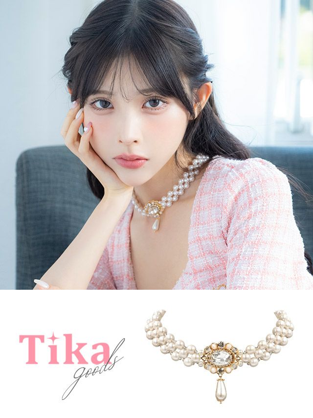 アクセサリー ネックレス チョーカー パール ビジュー キラキラ アクセ 首飾り