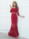 キャバドレス AndyGLAMOROUS アンディグラマラス　高級袖ありワンショルダーウエストカット花柄レースタイトロングドレス