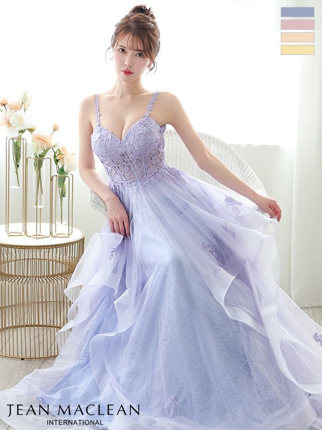 JEANMACLEAN 高級ドレス JEANMACLEAN高級パフスリーブチュール ロング