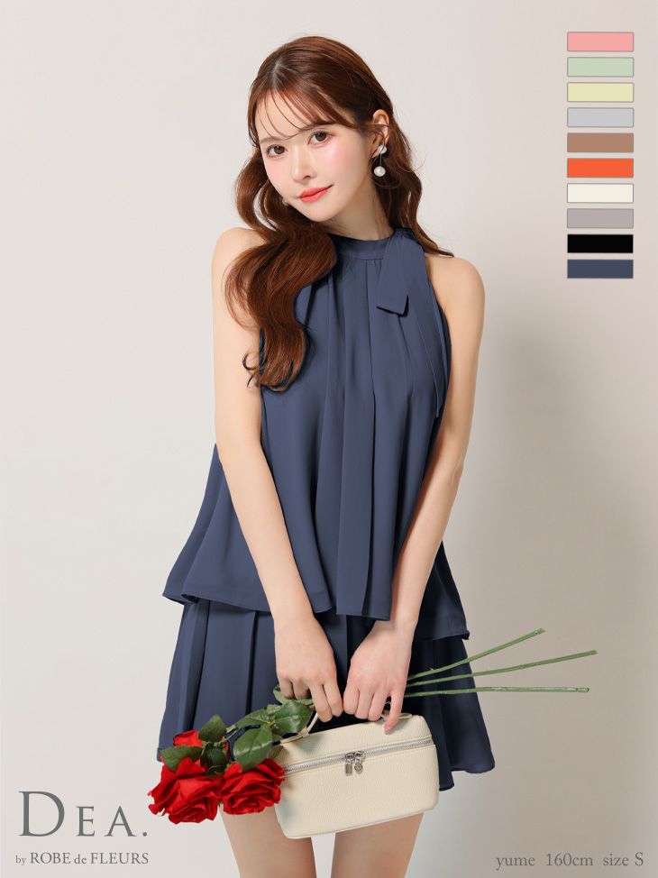 キャバドレス ミニドレス DEA.byROBEdeFLEURS ディアバイローブドフルール　高級ノースリーブセットアップシフォンシンプルフレアミニドレス