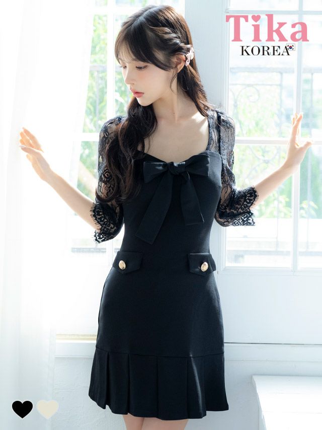 キャバドレス 韓国 ミニ丈 大きいサイズ 袖あり ワンピース タイト ミニドレス