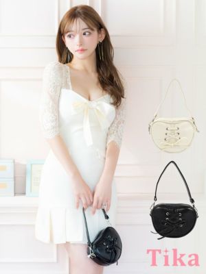 ハートモチーフレースアップ2Wayハンドミニバッグ