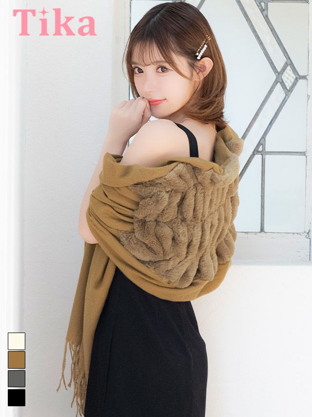 ショール レディース 羽織り ニット フリンジ 大判 シンプル 無地 ボレロ 防寒対策