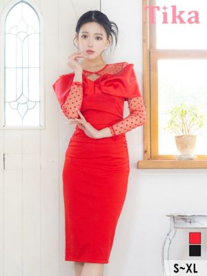 [SALE] 長袖 袖ありドット柄 シアー切...