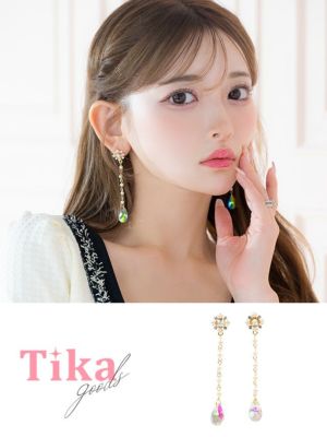 キラキラビジューパールロングピアス
