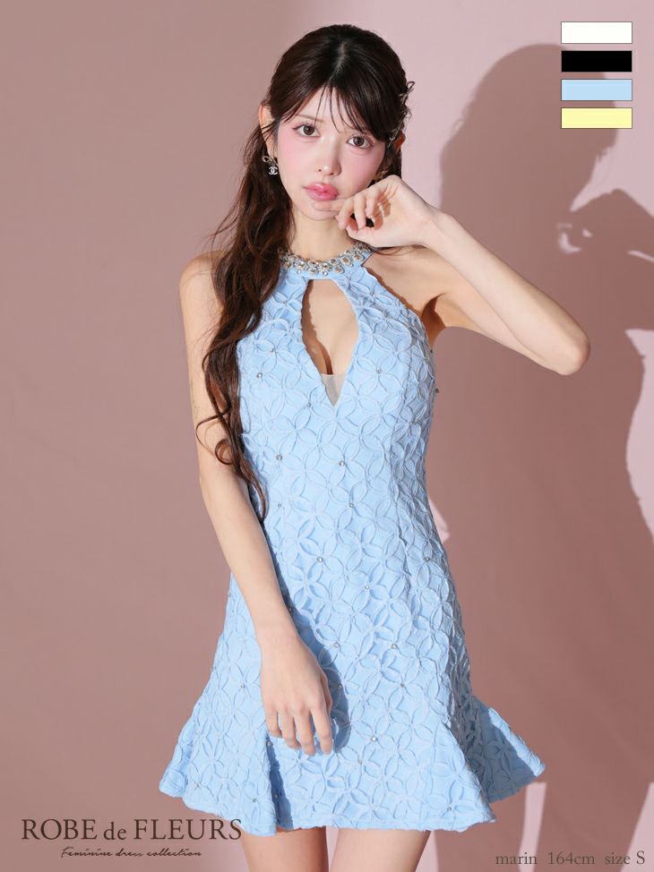 匿名発送】ROBE de 食べよ FLEURS Glossy＊ジップ/ミニドレス