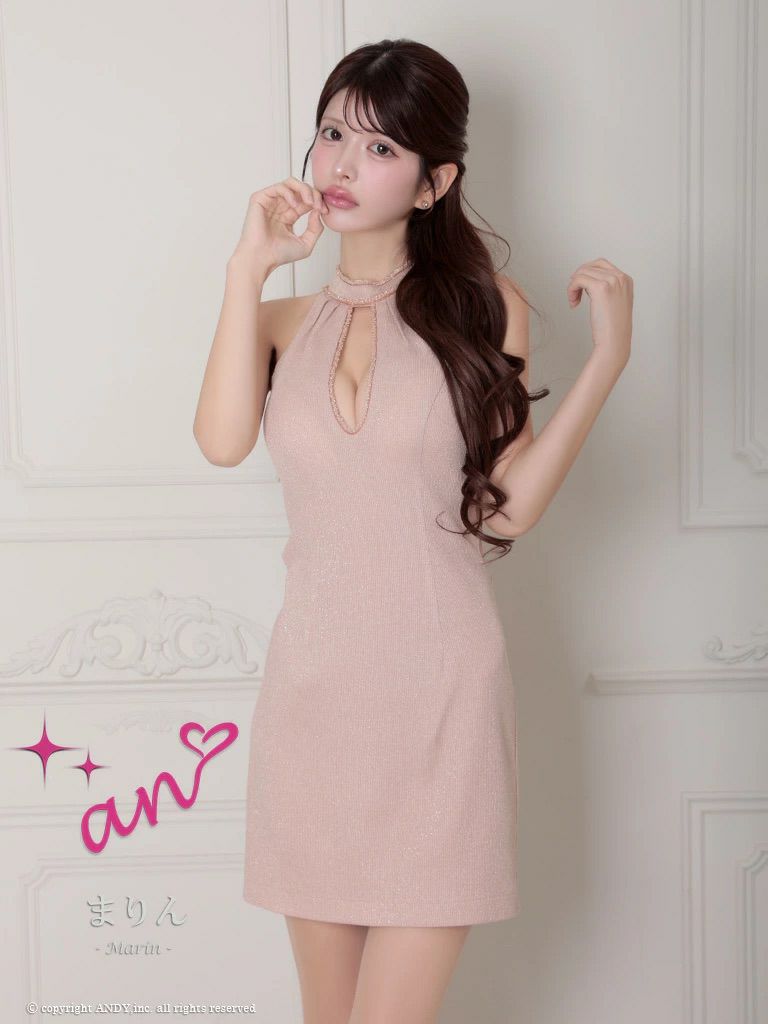 キャバドレス an アン　ホルターネックバストカットウエストカットタイトミニドレス