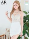 キャバドレス ミニドレス Angel-R エンジェルアール 　高級キャミソールウエスト刺繍レースパールショルダーくびれビジュータイトミニドレス